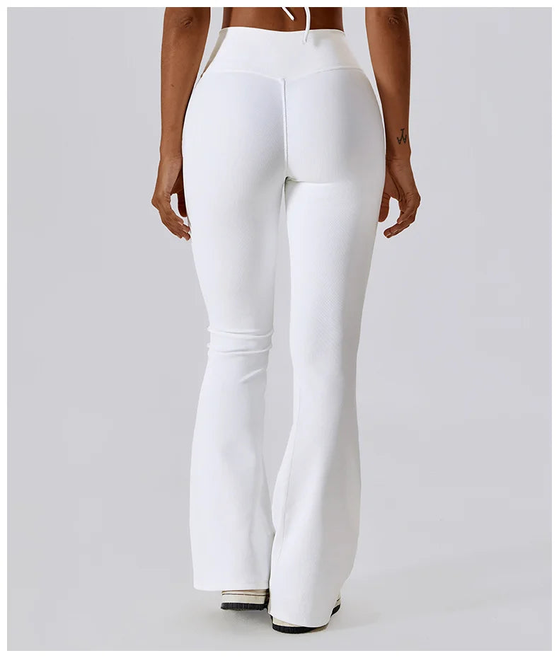 High Waist Cross Wide Leg Sports Flare Pants