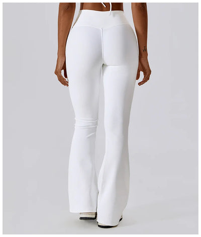 High Waist Cross Wide Leg Sports Flare Pants