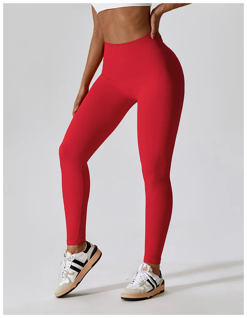 Seamless High Waist Sports Pants with Quick-Drying Hip Enhancer