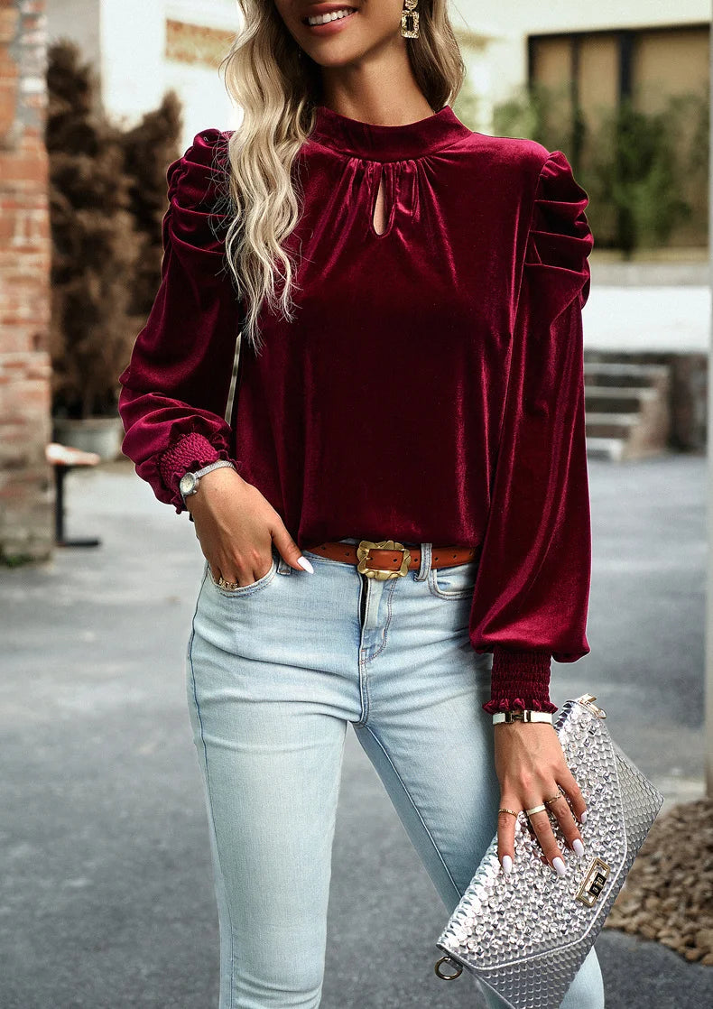 Long Sleeve Velvet Shirt