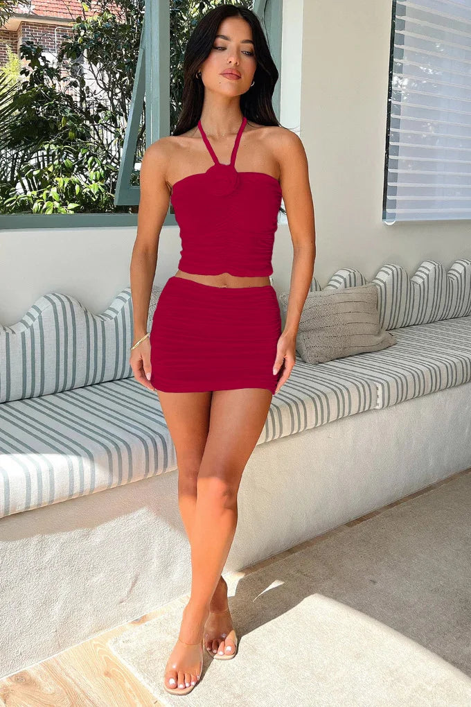 Set With Halter Top And Mini Skirt