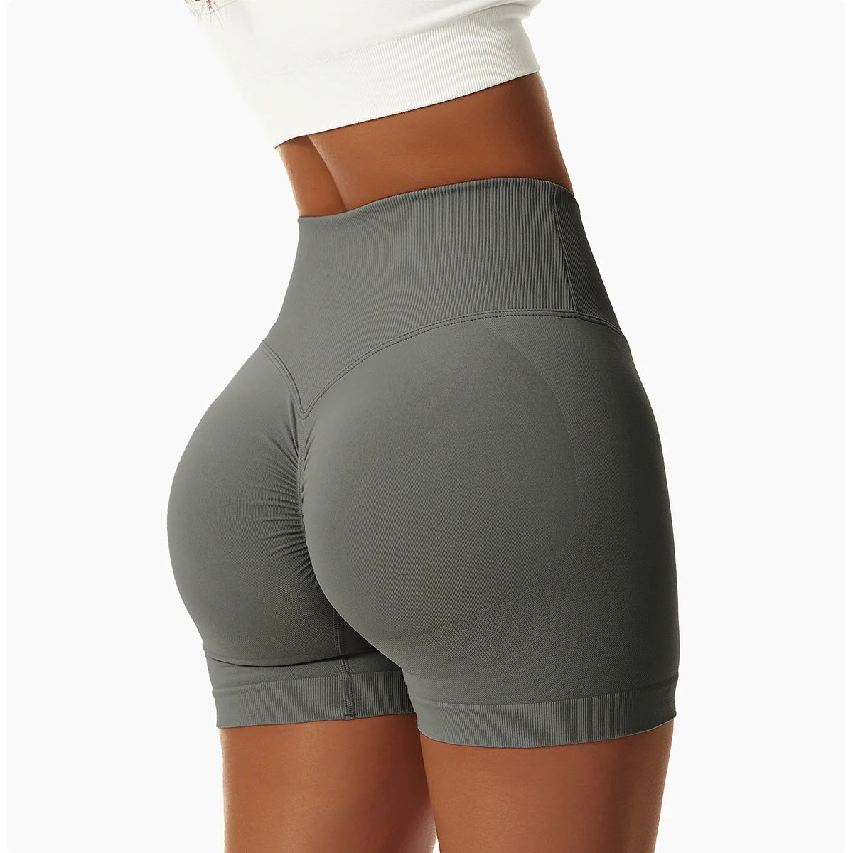 High Waist Running Gym Shorts Tight Fit Seamless Gym Shorts