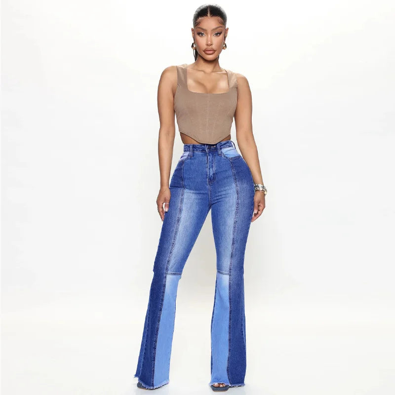 High Waist Washed Flare Jean