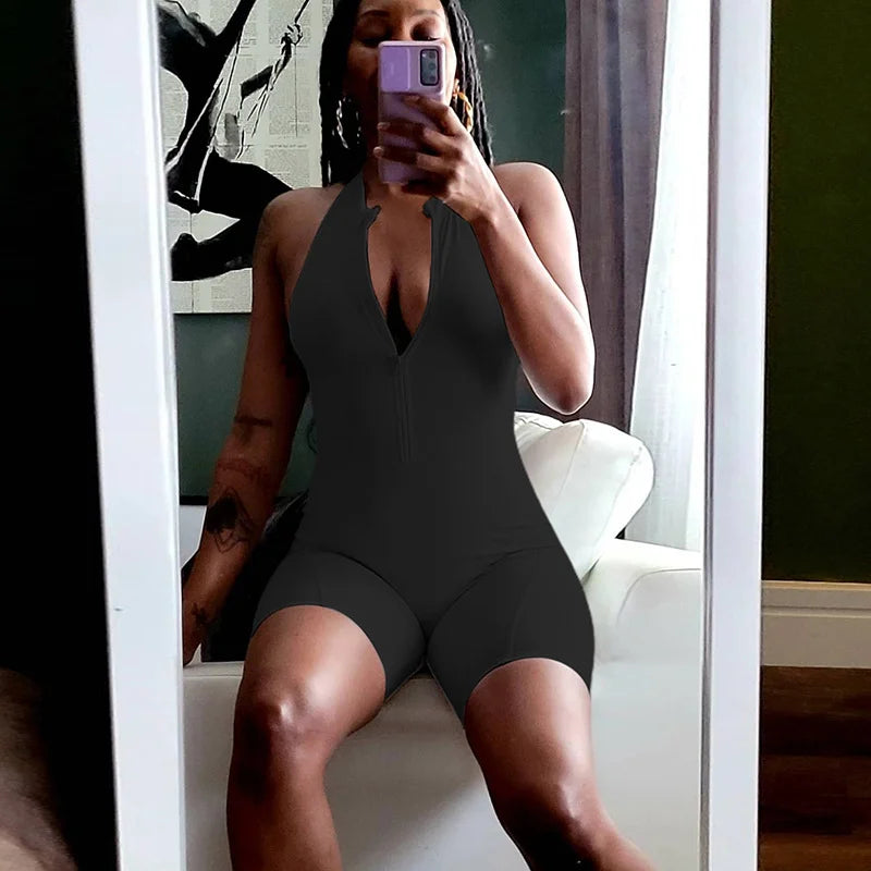 Backless High Waist Sleeveless Tight Hip Sport Jumpsuit