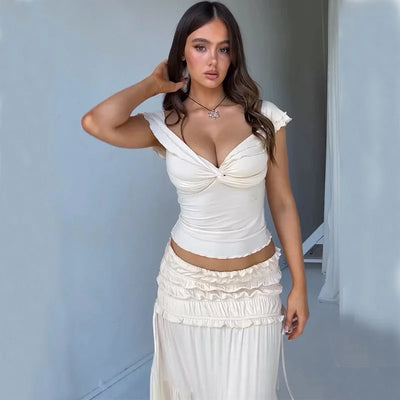 French Short Top and Pleated Skirt