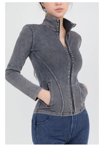 Slim Fit Turtleneck Zipper Jacket