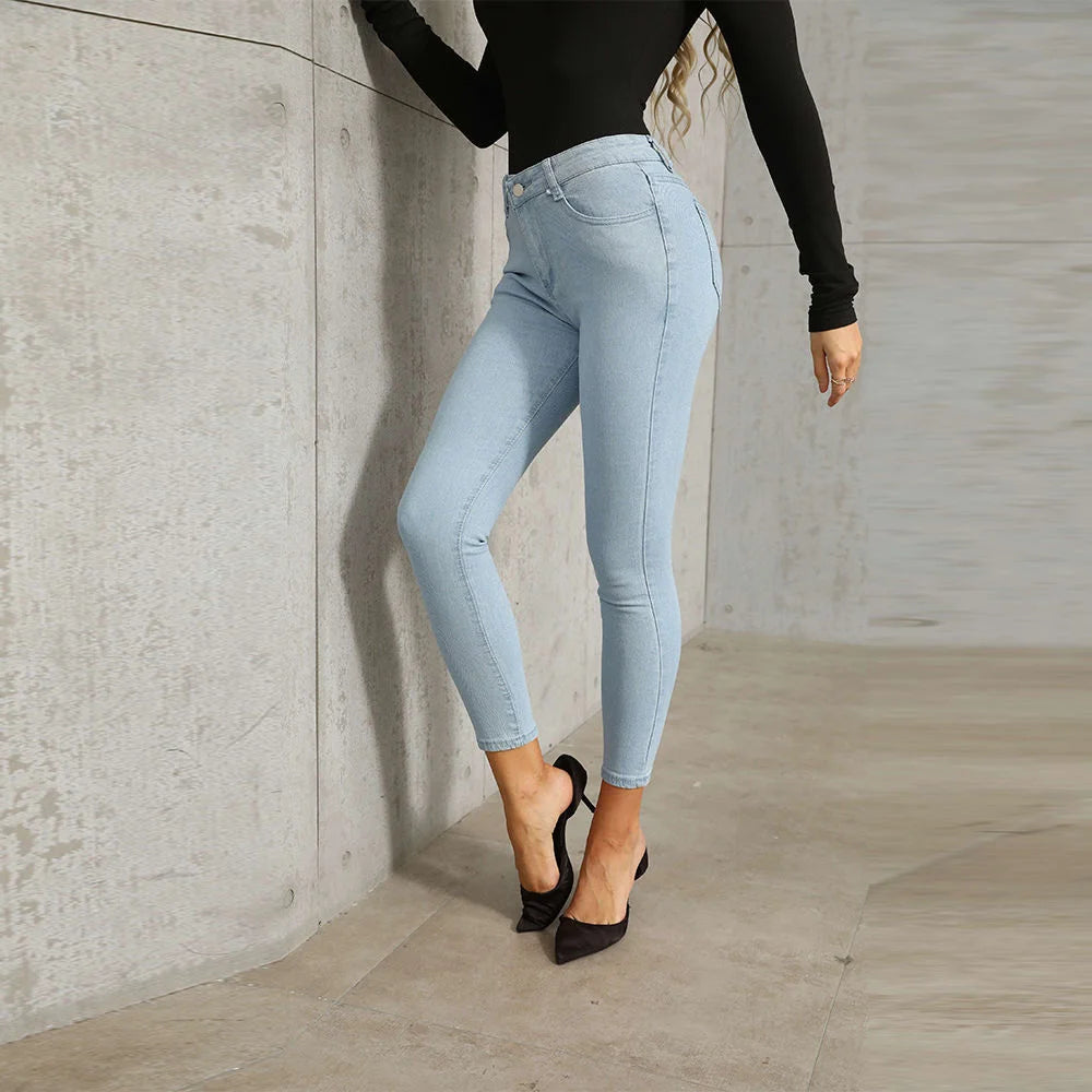 Jeans Ladies Hip Slim Pant Elastic Large Size Nine Pants