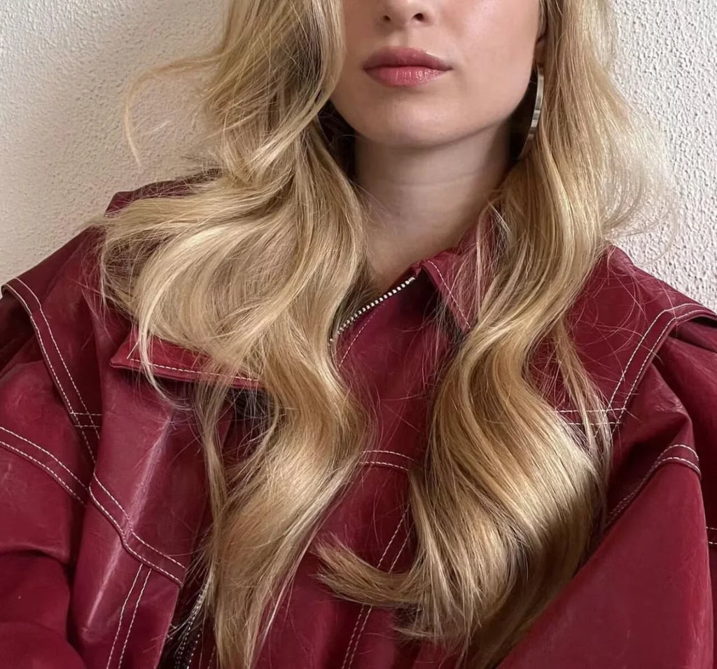 Leather Jacket with Long Sleeves and Zipper