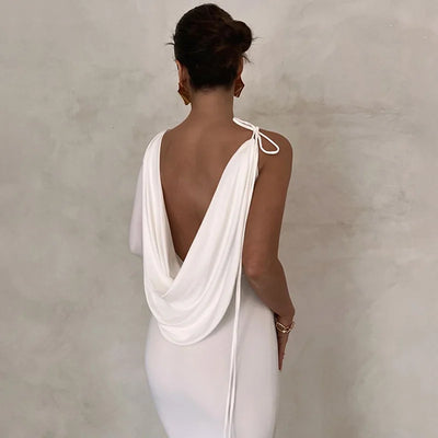 Sexy Solid Color One Shoulder Slim Temperament Dress
