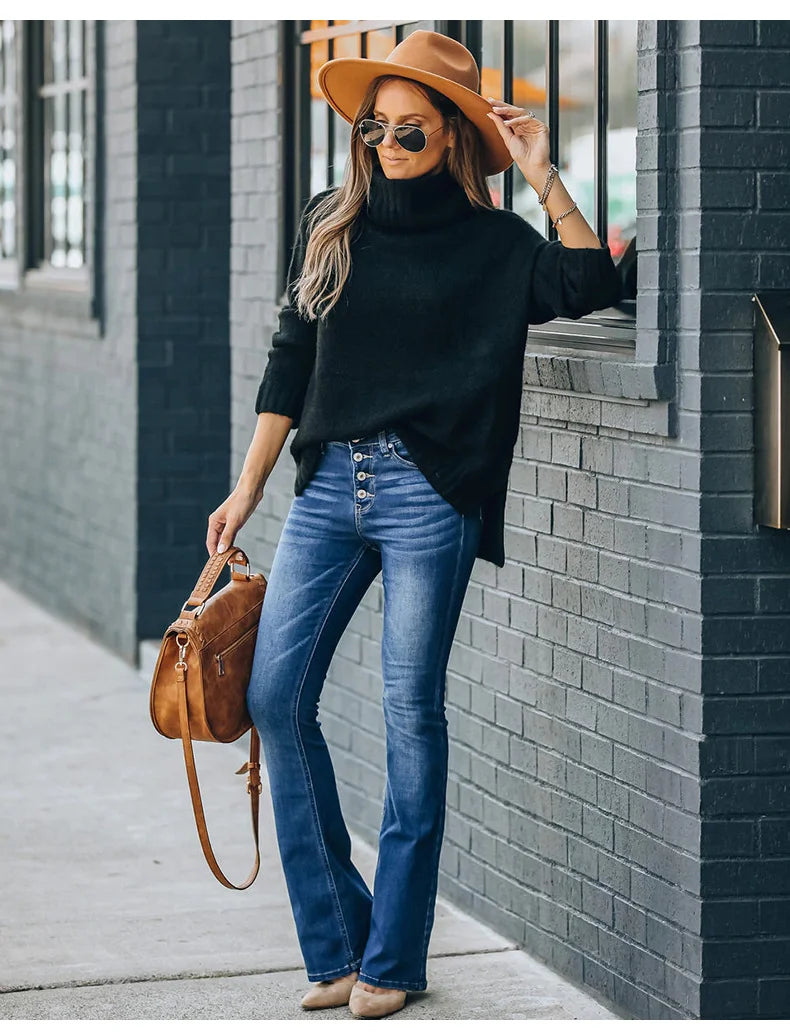 Women’s Stretch Slim Fit Flared Denim Pants