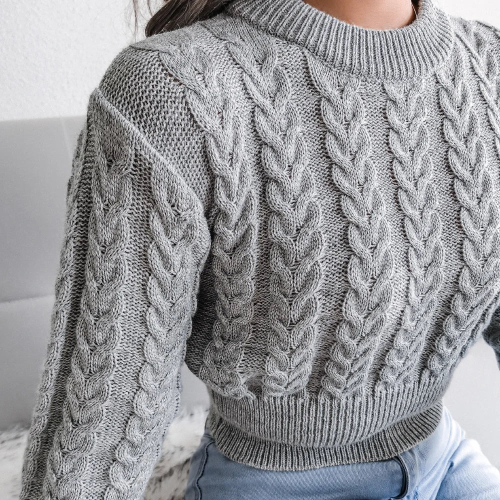 Twist Waist Knitted Crop Top Sweater Women’s Clothing