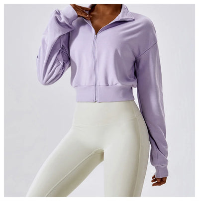 Long-Sleeve Sports Sweatshirt with Loose Zipper