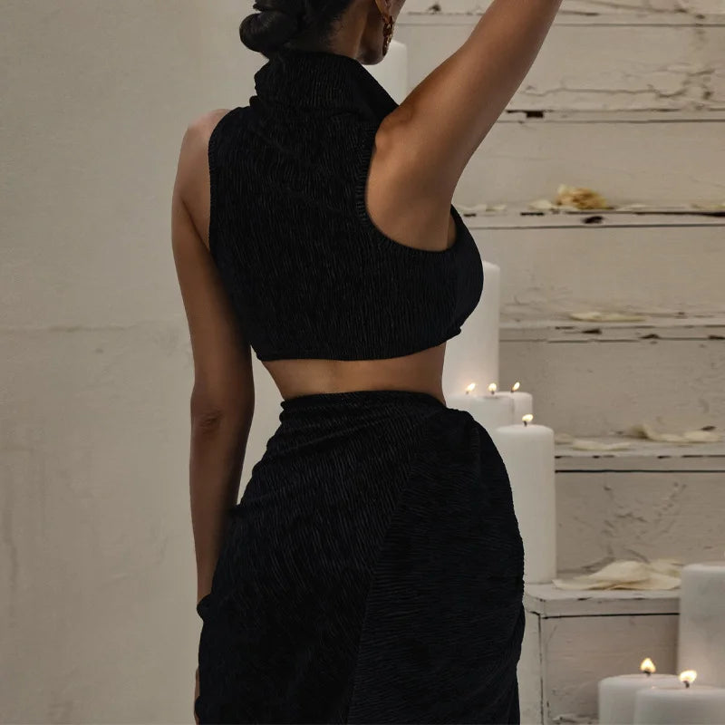 Set With Sleeveless Top And Long Skirt With Leg Opening