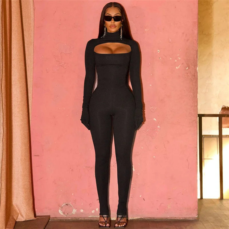 High Waist Tight Pants Suit with Long Sleeve Top