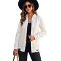 Long Sleeve Jacket With Distressed Long Sleeve Solid Color