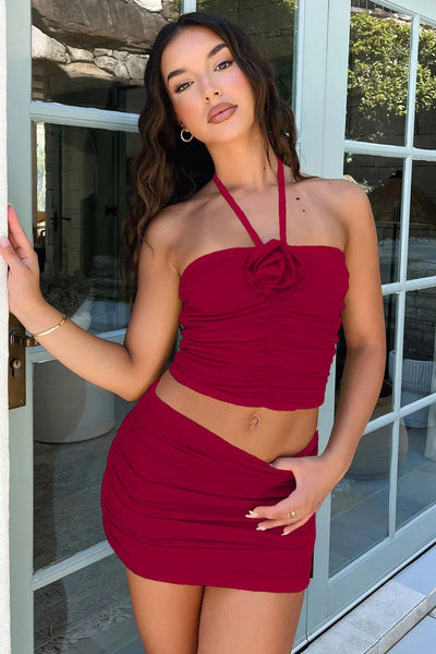 Set With Halter Top And Mini Skirt