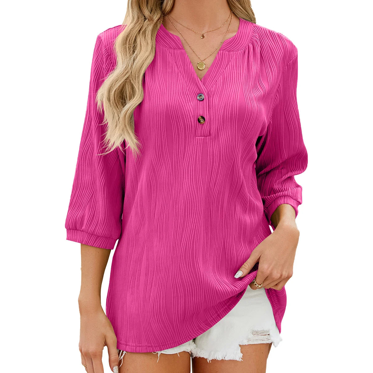 V-Neck Loose Sleeve Blouse