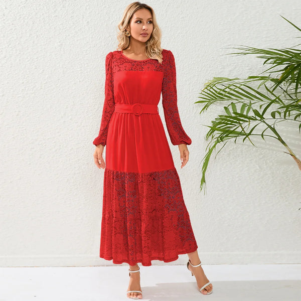 Lace Perspective Long Dress