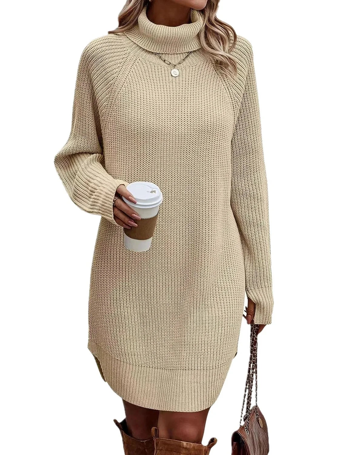 Fashion New High Necked Sweater Women’s Dress