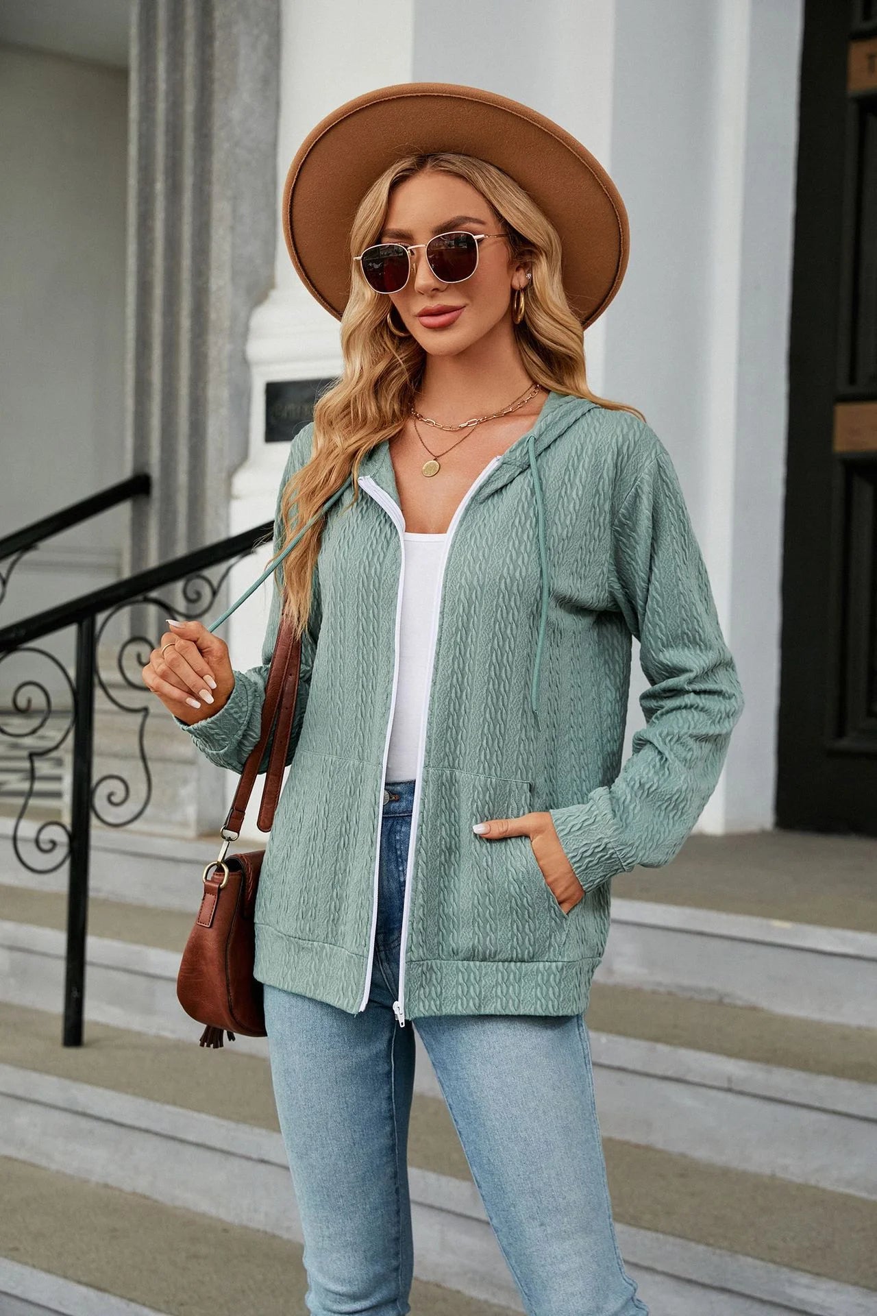 Hooded Zipper Cardigan