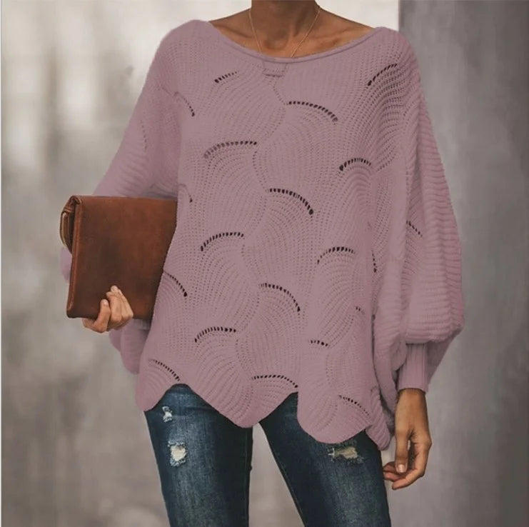 Large Size Sweater Women Hollow Hook Flower Loose
