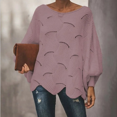 Large Size Sweater Women Hollow Hook Flower Loose
