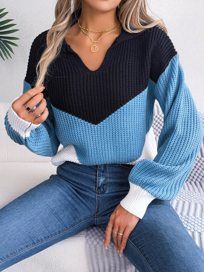 Knitted Sweater With Lapel
