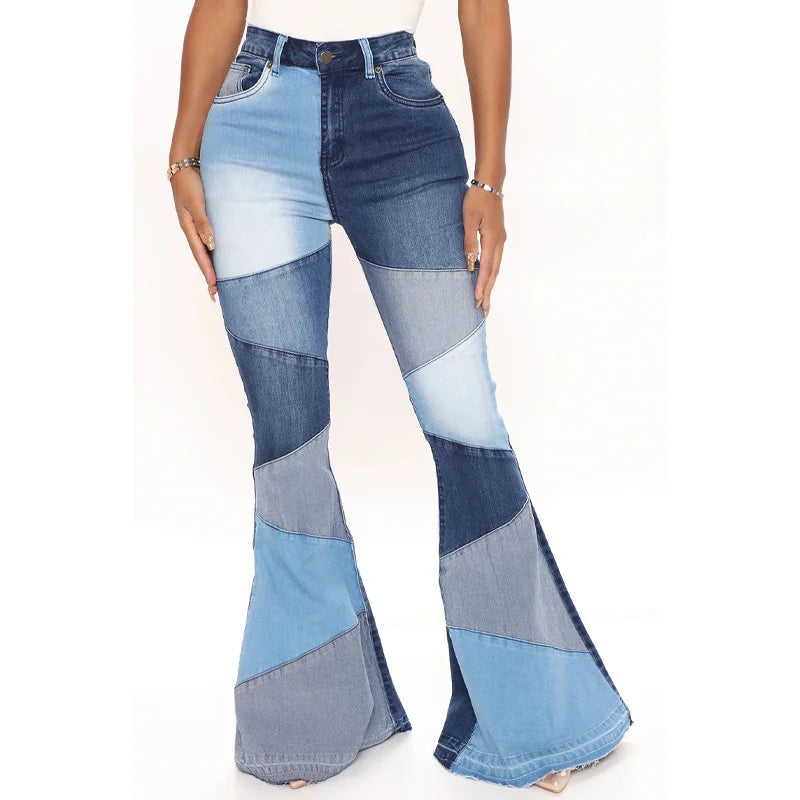 Women’s Jeans With Colorful Patch Wide Leg