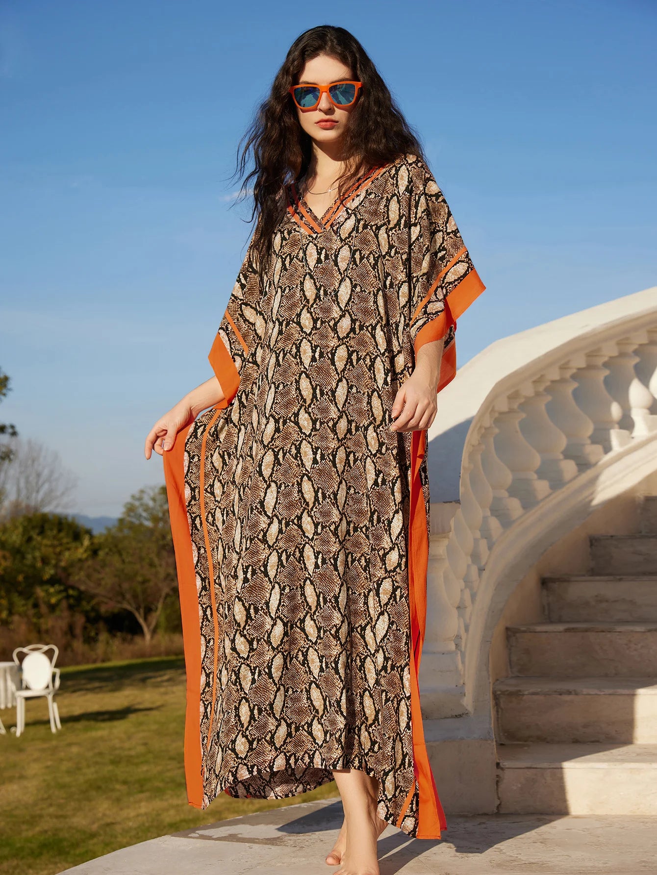 Snake Print Cotton Beach Robe