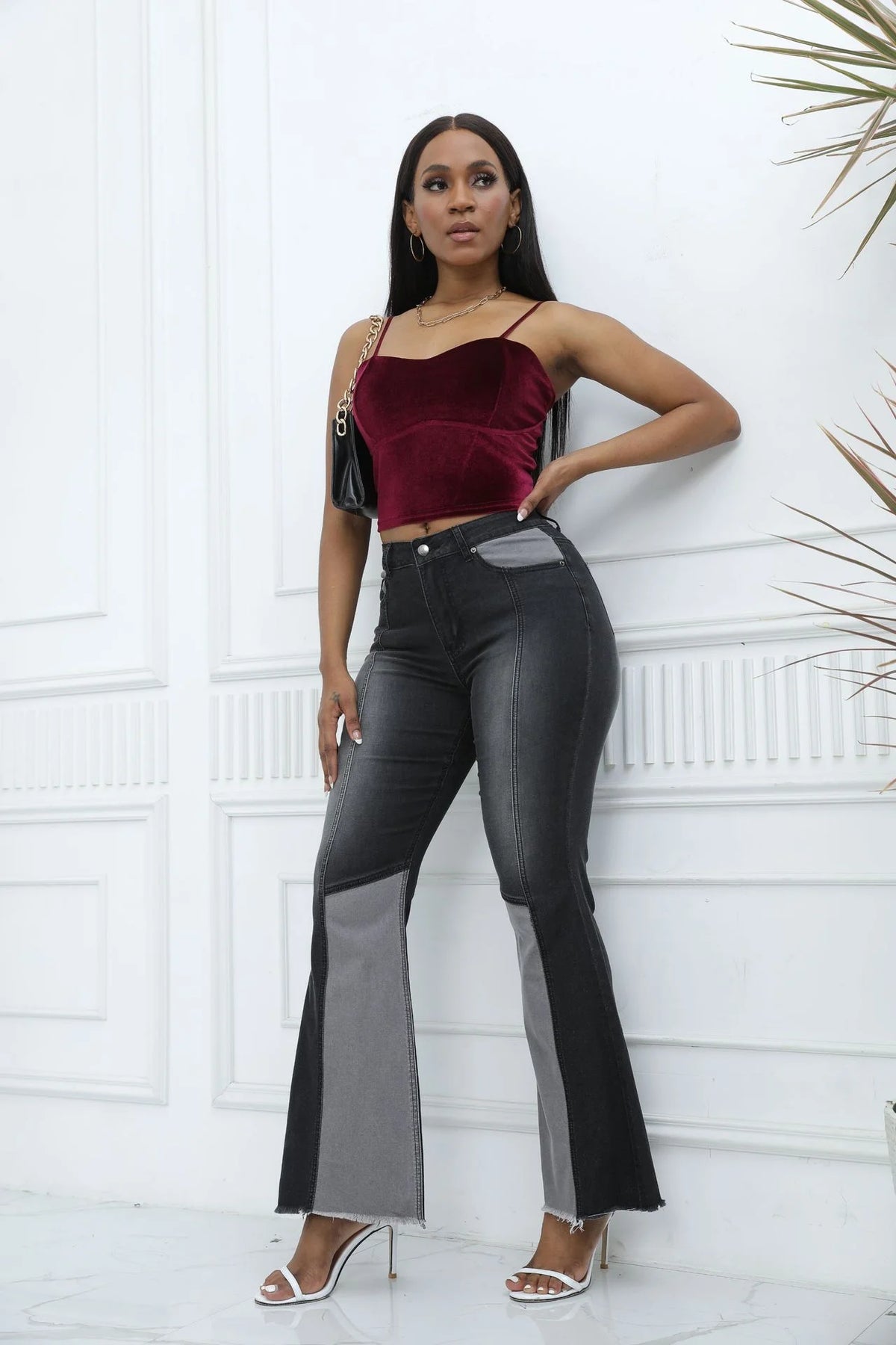 High Waist Washed Flare Jean