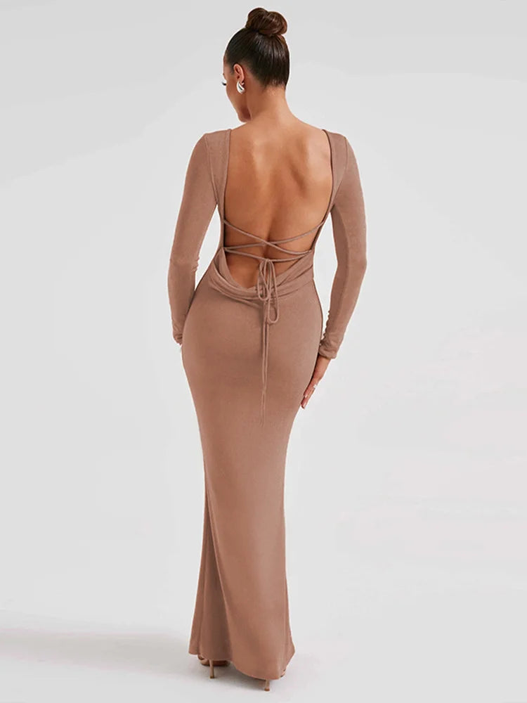 Black And White Tight Backless Long Skirt Dress