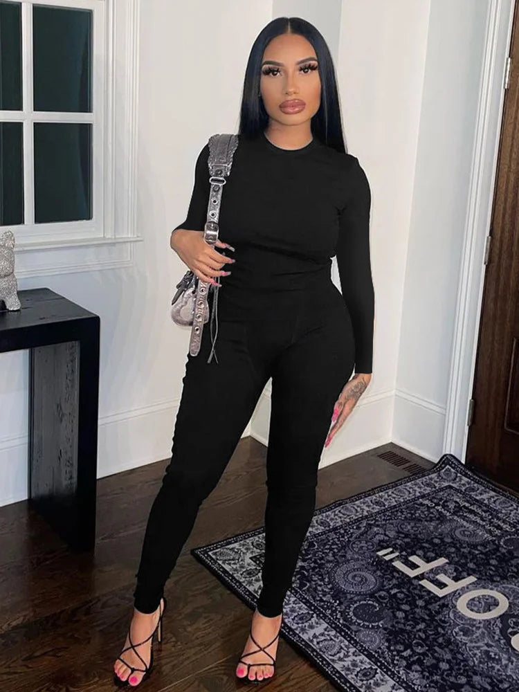 Long Sleeve Top And Tight Leggings Set