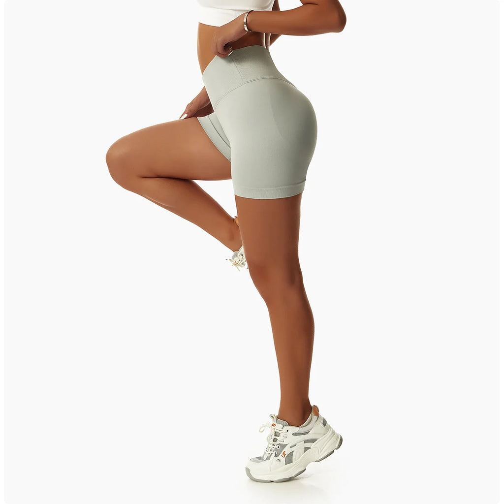High Waist Running Gym Shorts Tight Fit Seamless Gym Shorts
