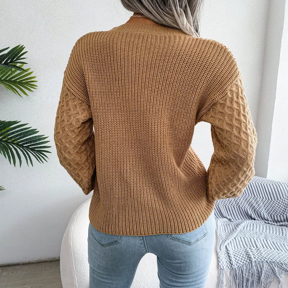 Casual Lantern Long Sleeved Knitted Sweater