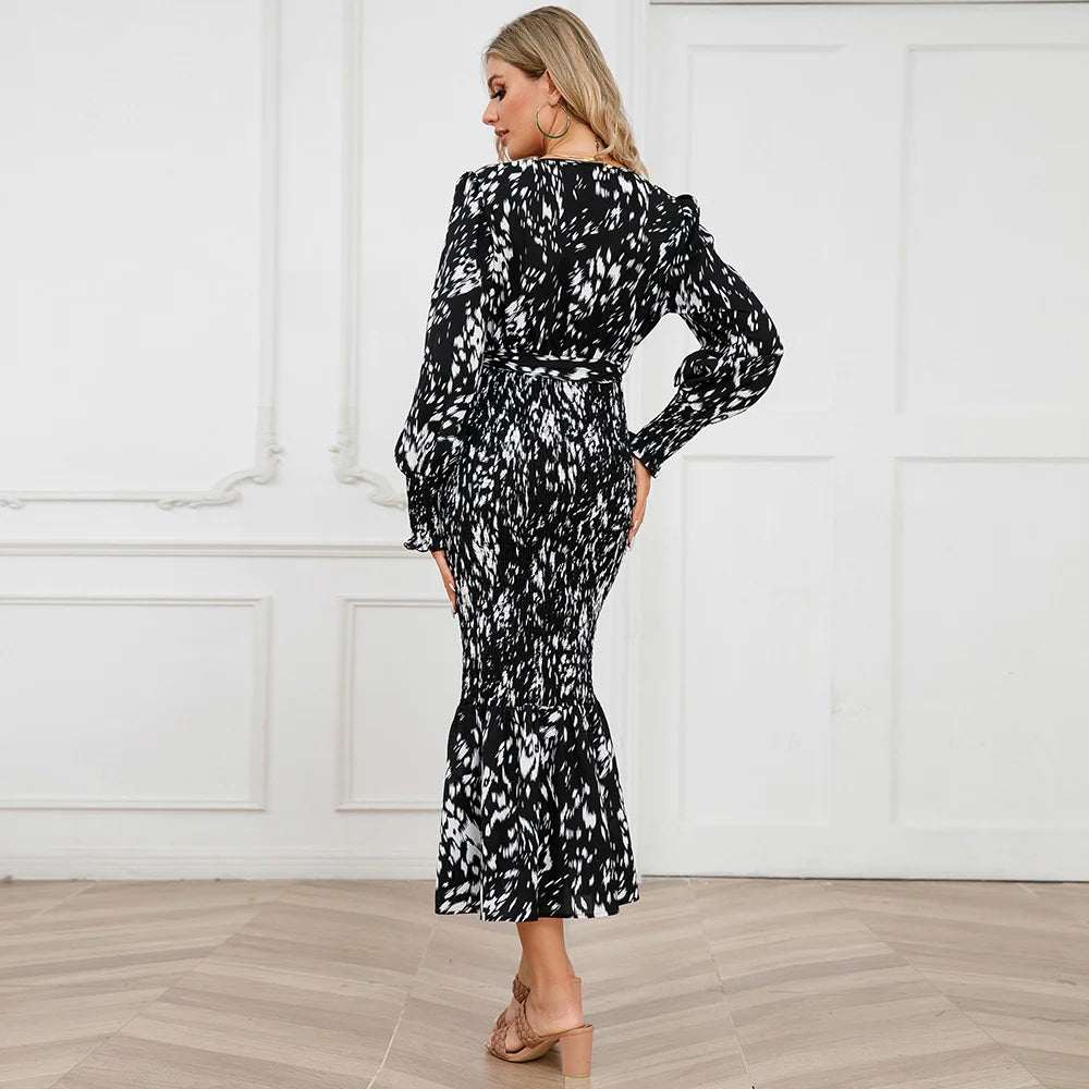 Printed Long Tail Dress