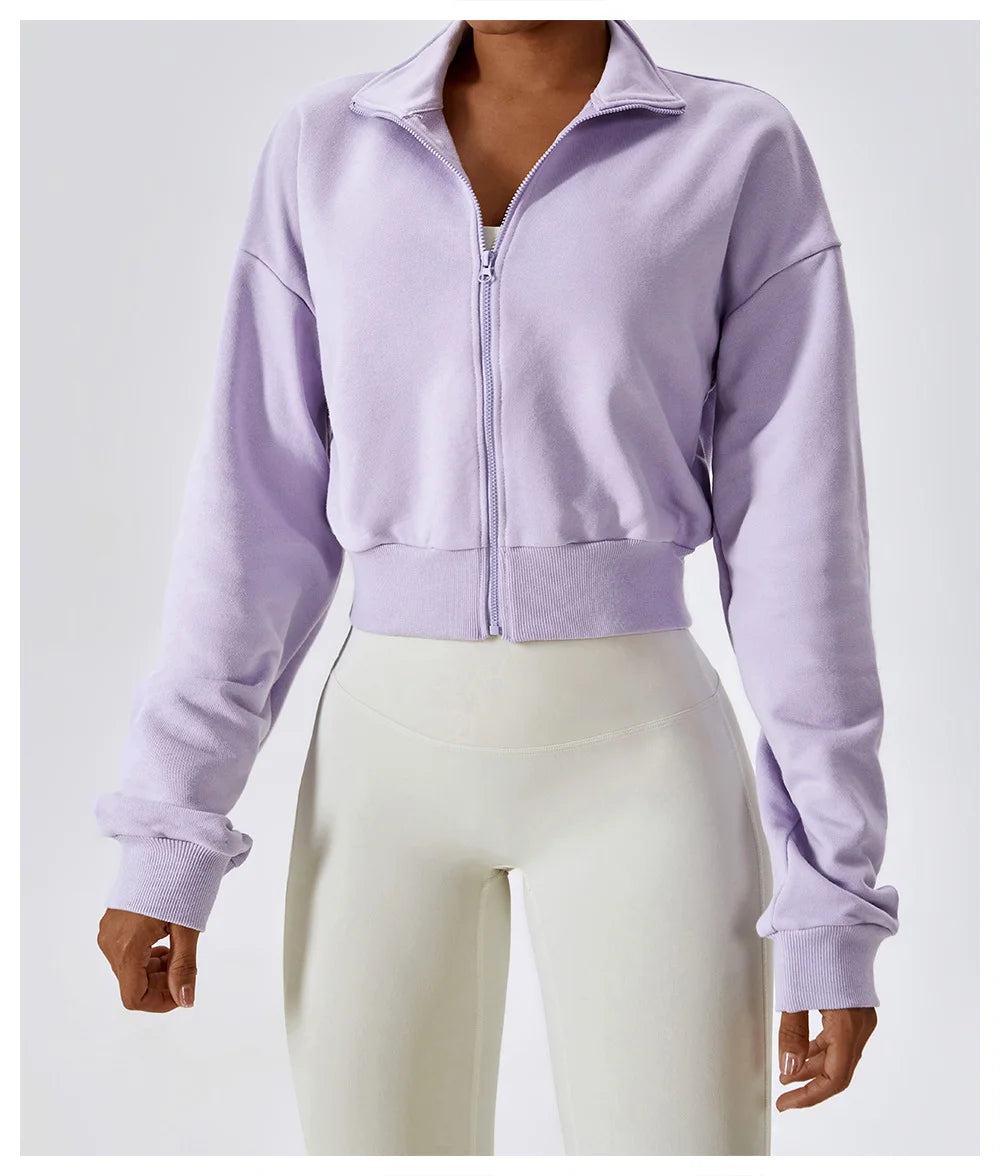 Long-Sleeve Sports Sweatshirt with Loose Zipper