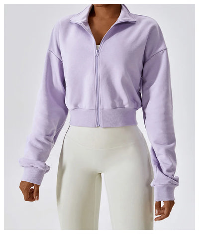 Long-Sleeve Sports Sweatshirt with Loose Zipper