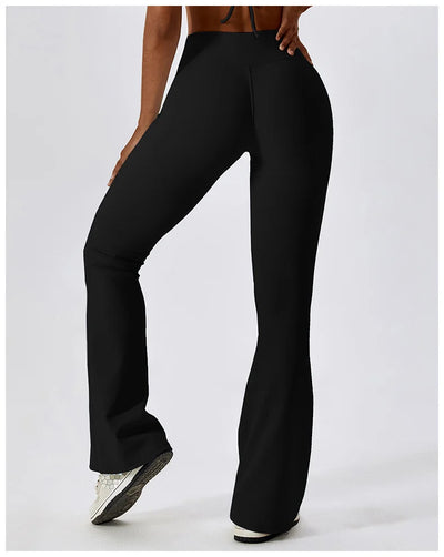 High Waist Cross Wide Leg Sports Flare Pants