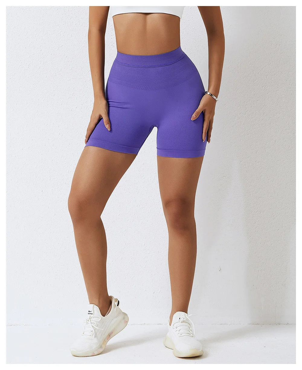 High Waist Seamless Yoga Shorts Women’s Peach Belly Lift Hip Lift Fitness Leggings Running Sports Shorts