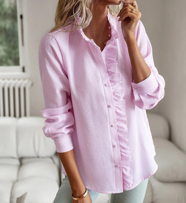 Long Sleeve Shirt With Ruffles