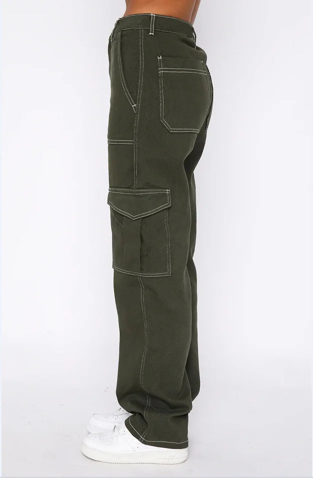 Pants Straight Multi Pocket Cargo Pants