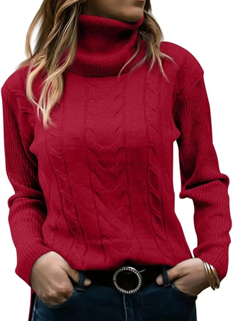 Pure Color Long Sleeve Turtleneck Sweater