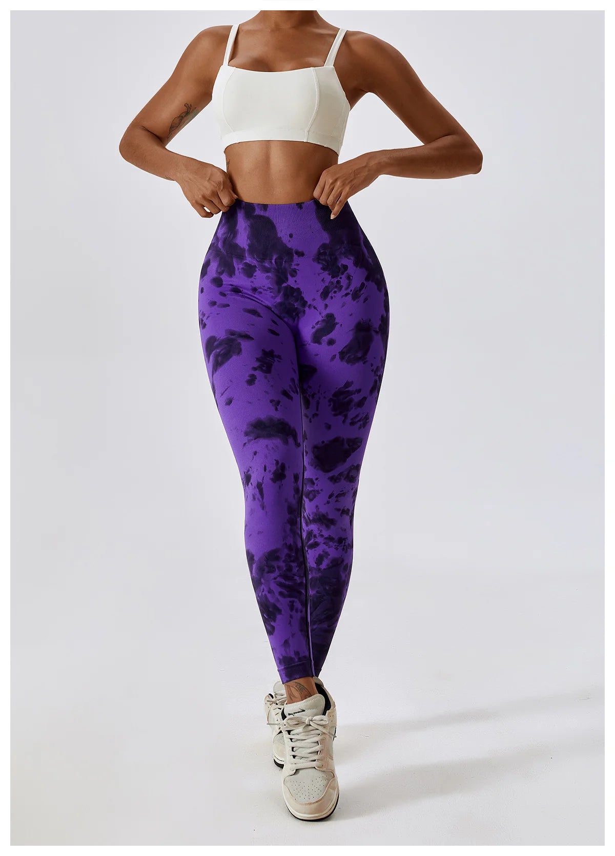 Seamless High Waist Sports Pants with Tie-Dye Effect