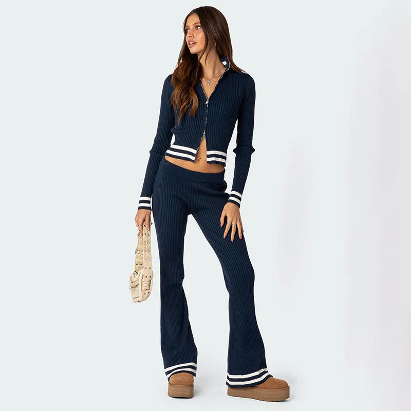 Top With Double Zipper And Pants