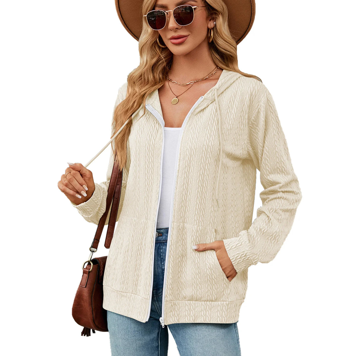 Hoodie Zipper Cardigan Pocket Hoodie Woman