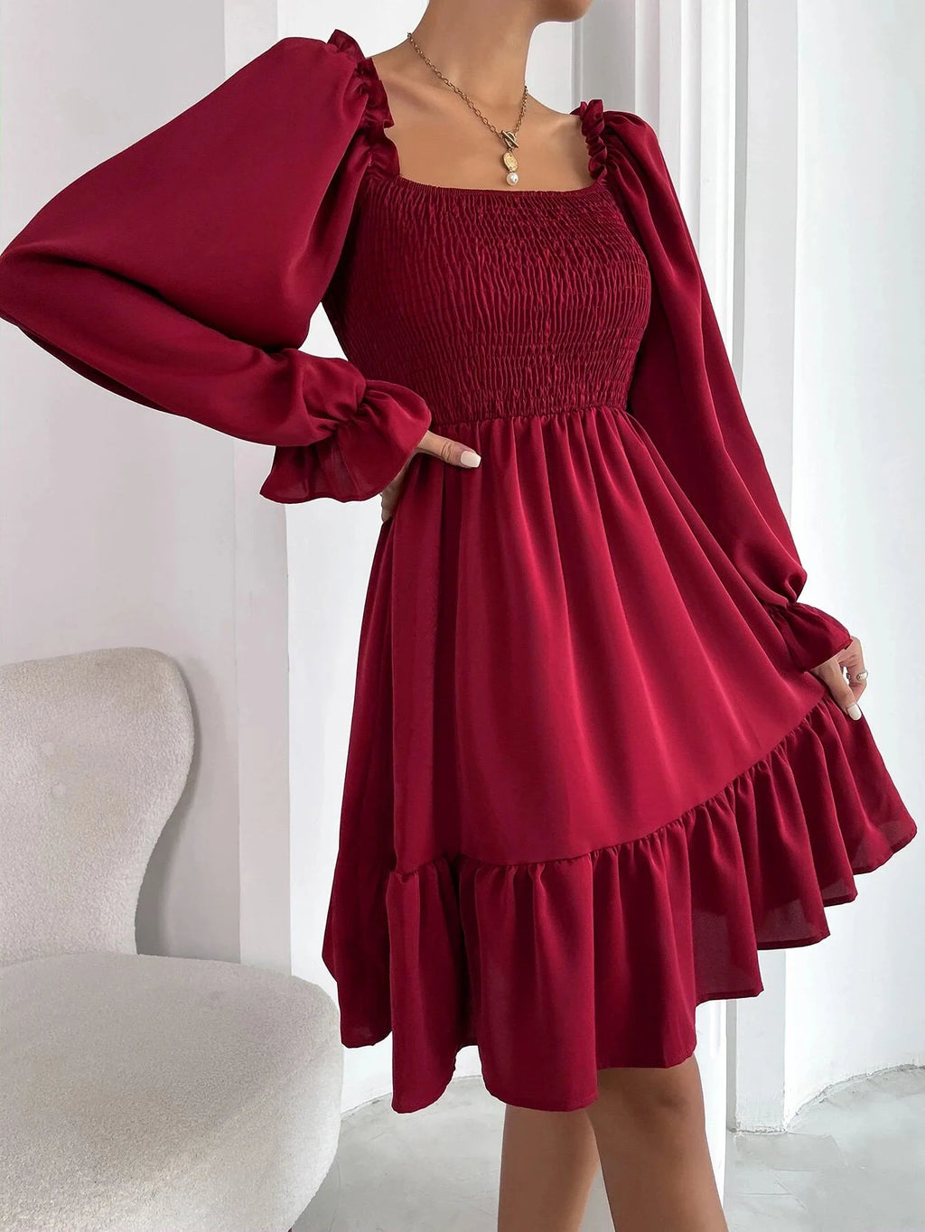 A Dress With Ruffled Hem