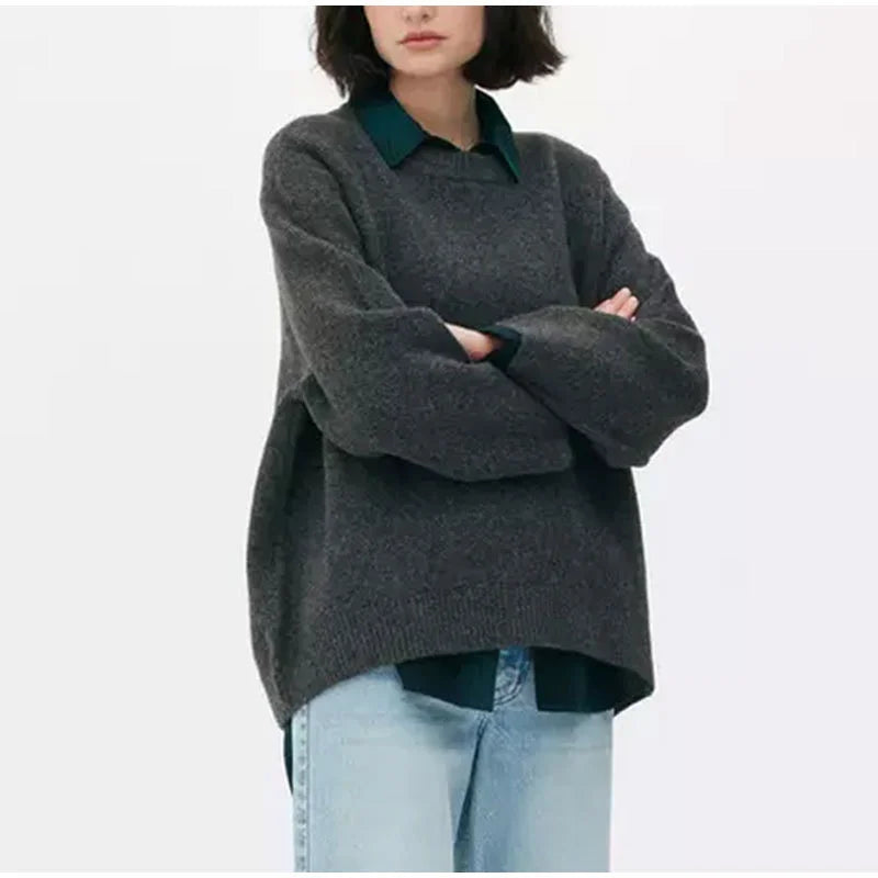 New Pink Sweet Crewneck Pullover Sweater for Winter