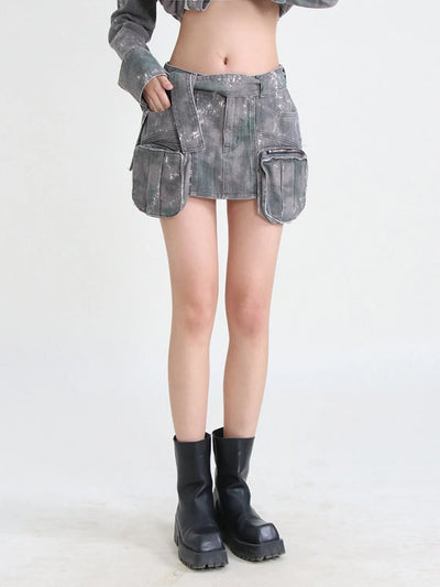 Camouflage Skirt With Large Pockets