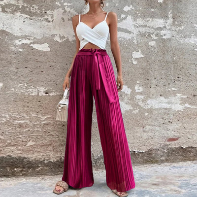 100 Pleated Drape Wide Leg Pants