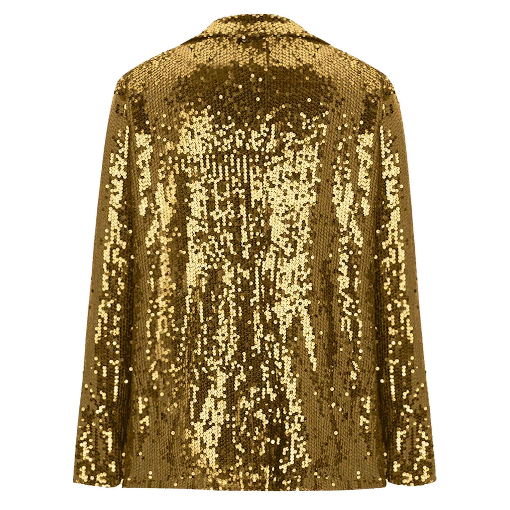 Long Sleeve Lapel Sequin Jacket